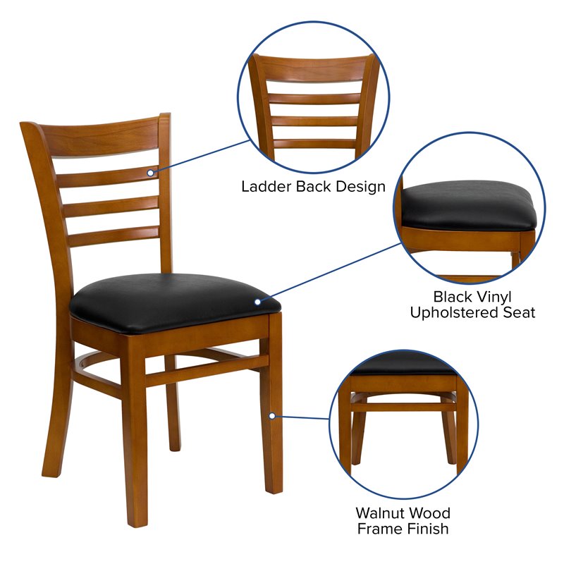 Flash Furniture Hercules Ladder Back Dining Chair in Cherry and Black