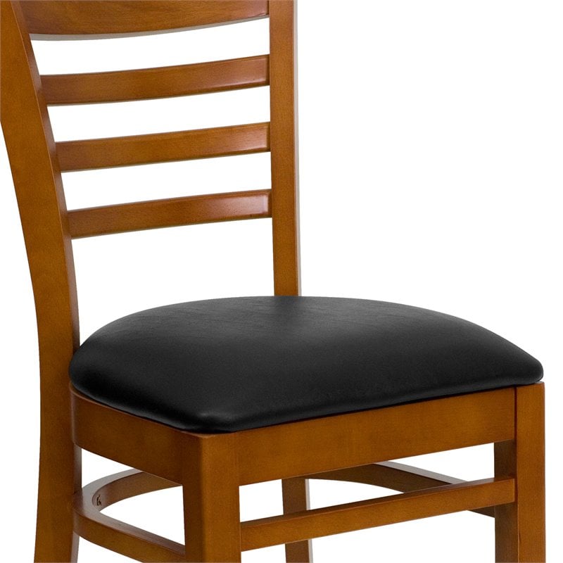 Flash Furniture Hercules Ladder Back Dining Chair in Cherry and Black