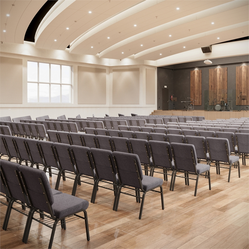 Flash Furniture Hercules Church Stacking Guest Chair in Gray