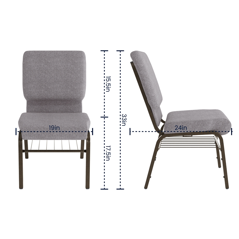 Flash Furniture Hercules Church Stacking Guest Chair in Gray