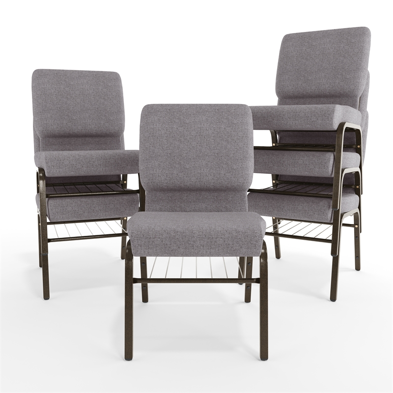 Flash Furniture Hercules Church Stacking Guest Chair in Gray