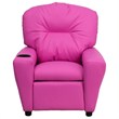 Flash Furniture Vinyl Upholstered Kids Recliner with Cup Holder in Hot Pink