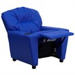 Flash Furniture Vinyl Upholstered Kids Recliner with Cup Holder in Blue