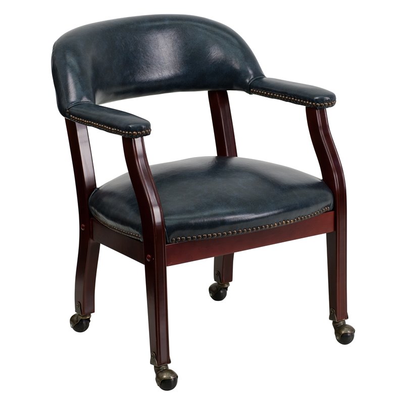 Flash Furniture Luxurious Conference Guest Chair in Blue with Casters