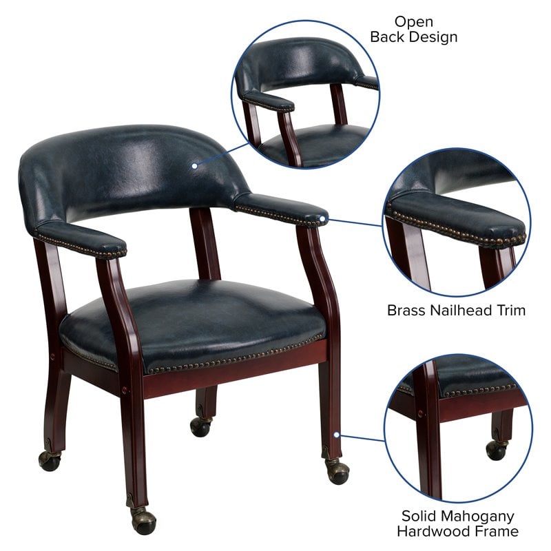 Flash Furniture Luxurious Conference Guest Chair in Blue with Casters