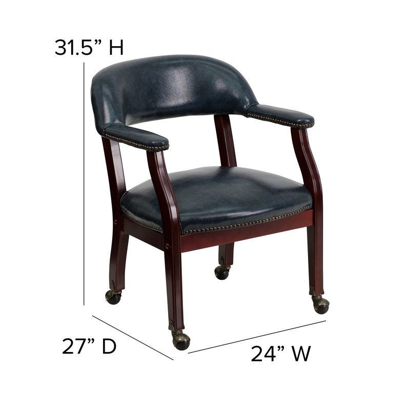 Flash Furniture Luxurious Conference Guest Chair in Blue with Casters