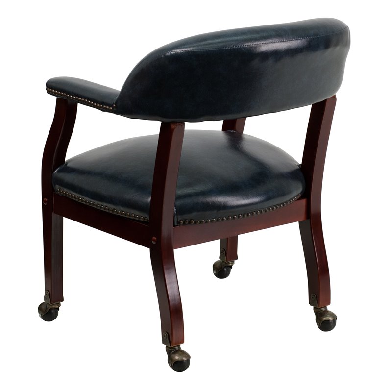 Flash Furniture Luxurious Conference Guest Chair in Blue with Casters