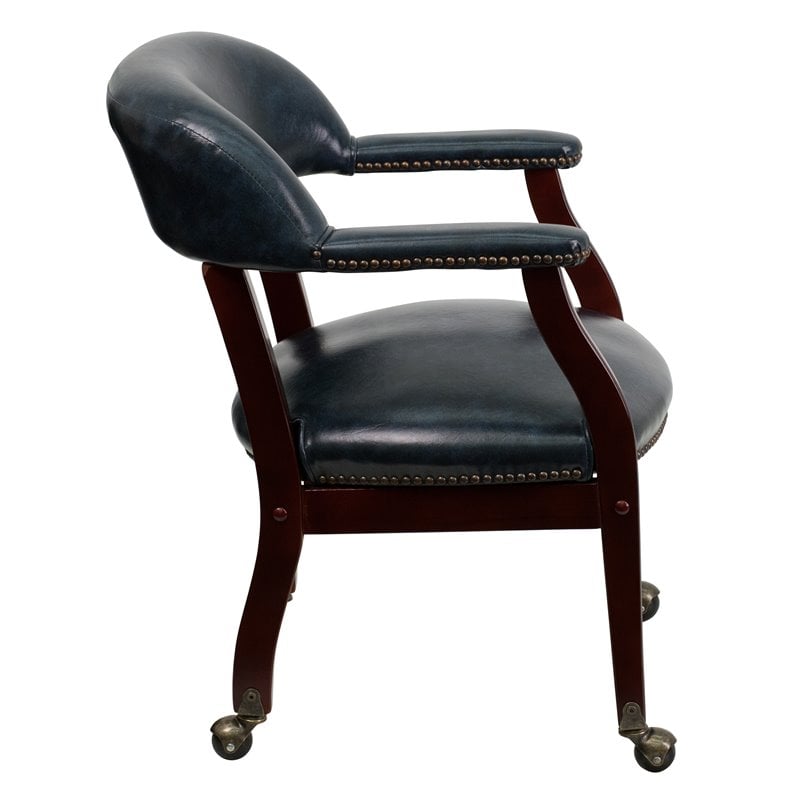 Flash Furniture Luxurious Conference Guest Chair in Blue with Casters