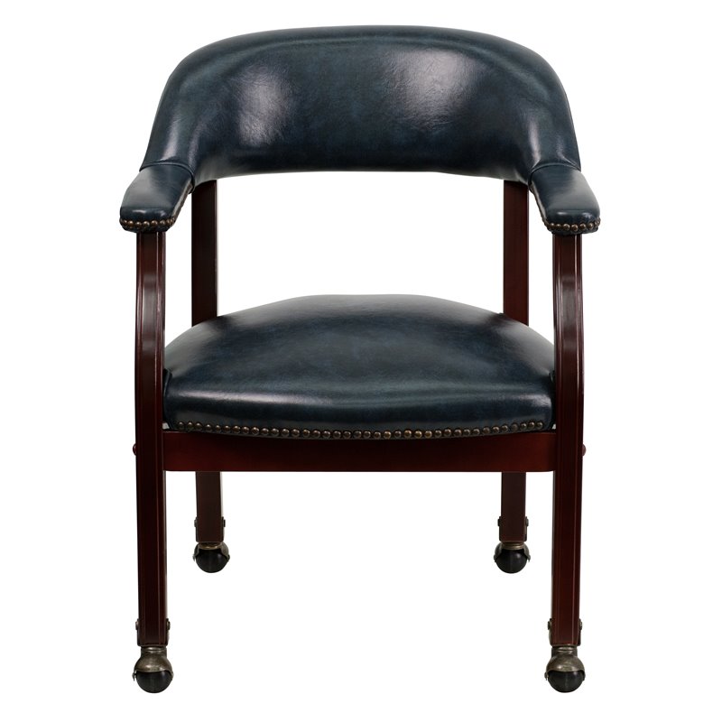 Flash Furniture Luxurious Conference Guest Chair in Blue with Casters