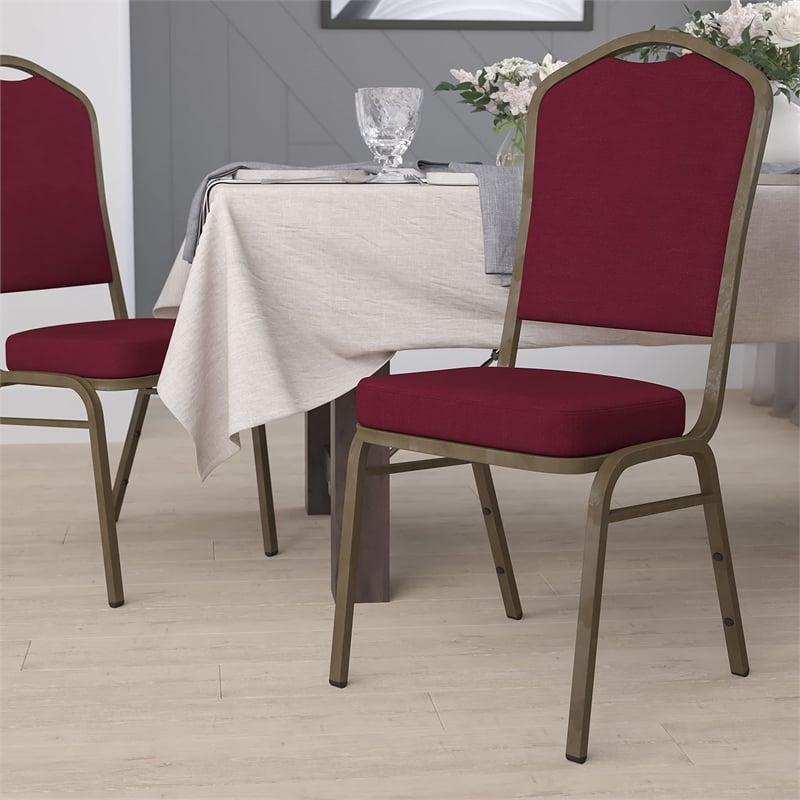 Flash Furniture Hercules Stacking Chair in Burgundy with Crown Back
