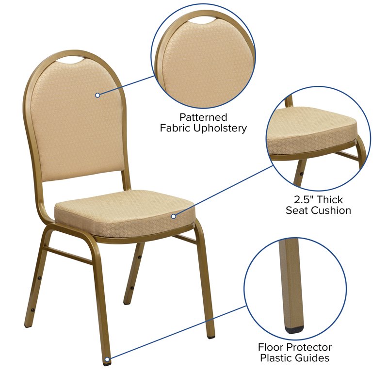 Flash Furniture Hercules Dome Back Banquet Stacking Chair in Beige