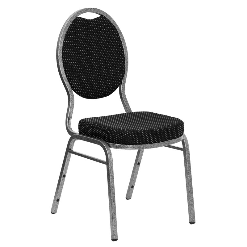 Flash Furniture Hercules Teardrop Back Stacking Chair with in Black