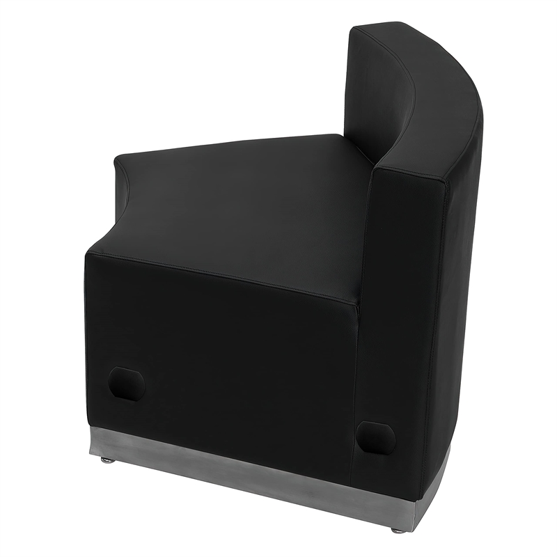 Flash Furniture Hercules Alon Leather Concave Armless Chair in Black