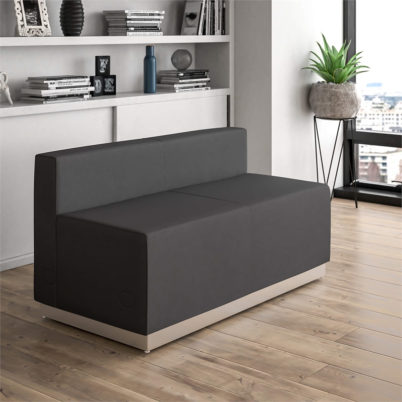 Flash Furniture Hercules Alon Steel Base Loveseat in Black
