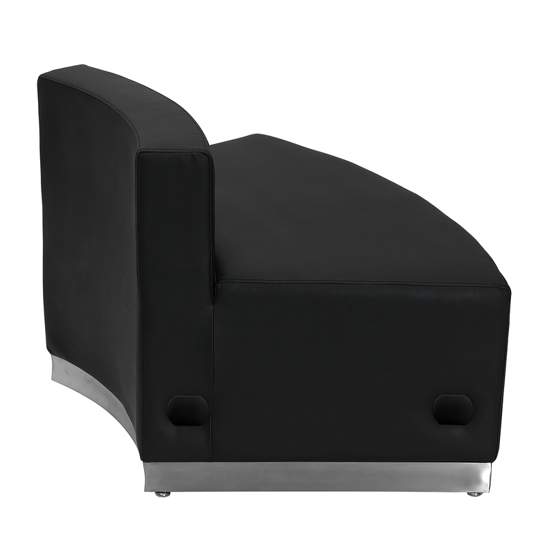 Flash Furniture Hercules Alon Leather Convex Armless Chair in Black