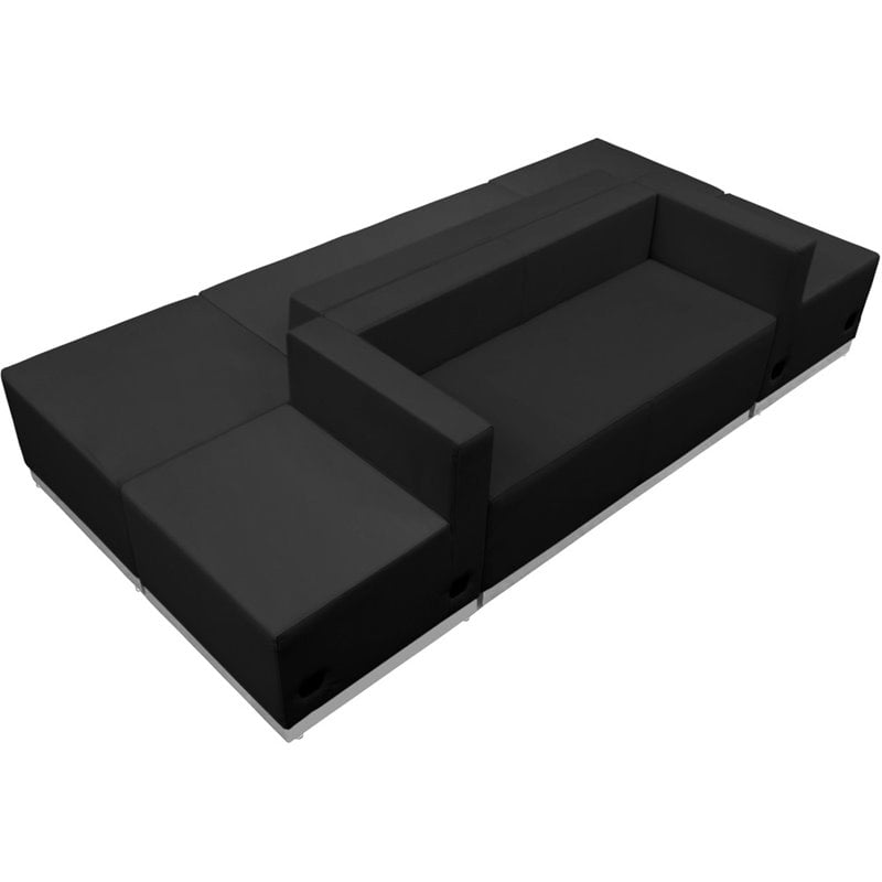 Flash Furniture Hercules Alon 6 Piece Reception Seating in Black
