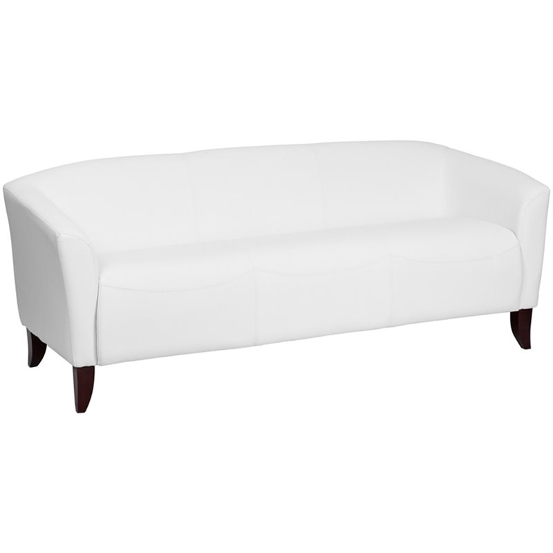 Flash Furniture Hercules Imperial 3 Piece Leather Reception Sofa Set in Ivory