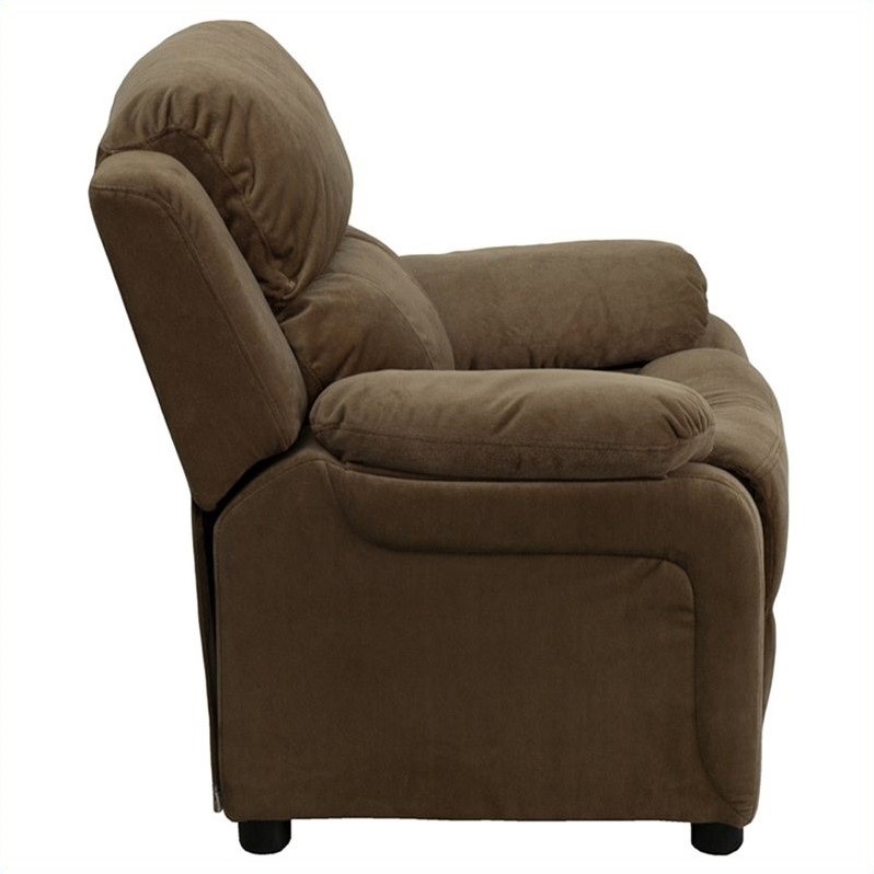 Flash Furniture Storage Arms Microfiber Upholstered Kids Recliner in Brown