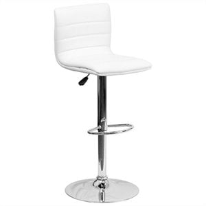 Flash Furniture 25&quot to 33&quot Striped Bar Stool in White with Chrome Base