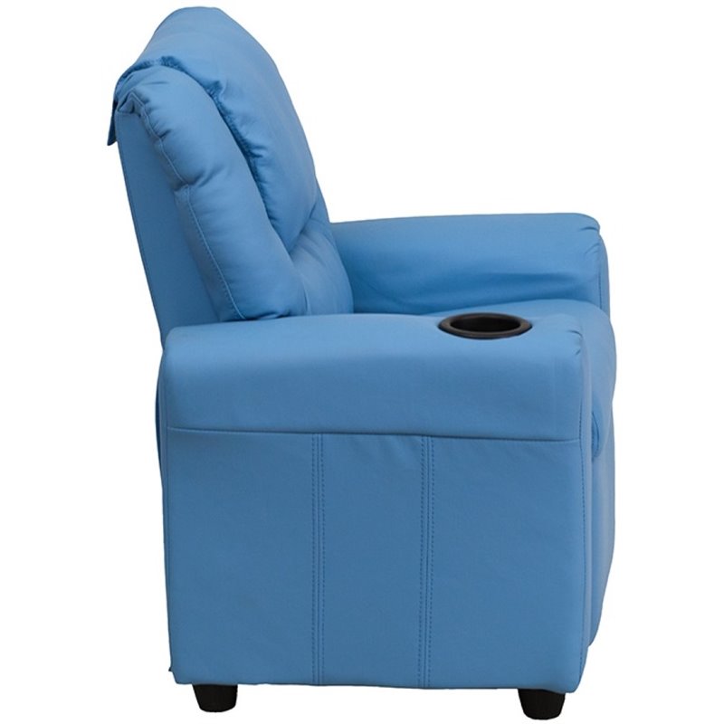 Flash Furniture Vinyl Recliner with Cup Holder and Headrest in Light Blue