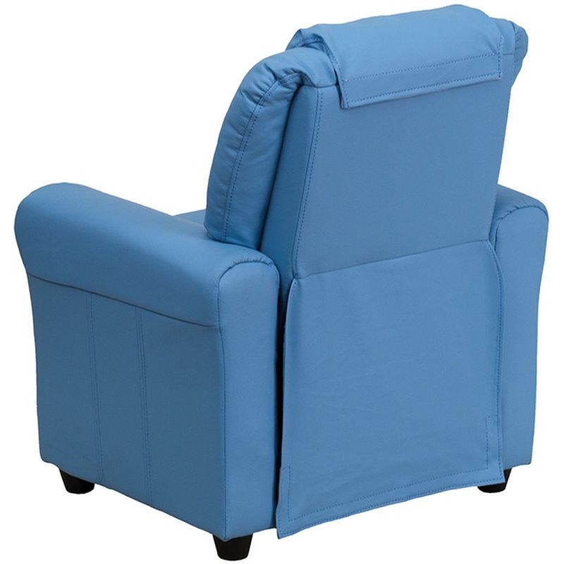 Flash Furniture Vinyl Recliner with Cup Holder and Headrest in Light Blue