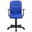 Flash Furniture Mid Back Quilted Office Swivel Chair with Arms in Blue