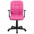 Flash Furniture Mid Back Quilted Office Swivel Chair with Arms in Pink