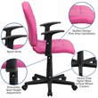 Flash Furniture Mid Back Quilted Office Swivel Chair with Arms in Pink