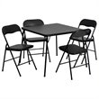Flash Furniture 5 Piece Folding Card Dining Table and Chair Set in Black