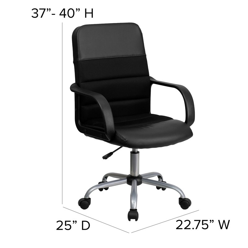 Flash Furniture Mid-Back Mesh and Leather Office Chair in Black