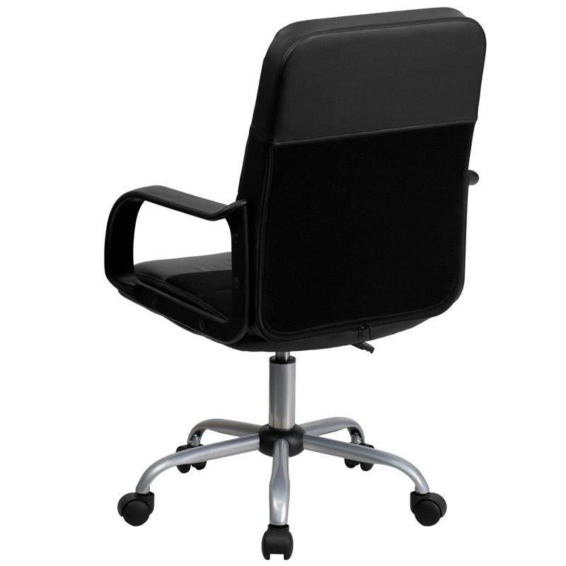 Flash Furniture Mid-Back Mesh and Leather Office Chair in Black
