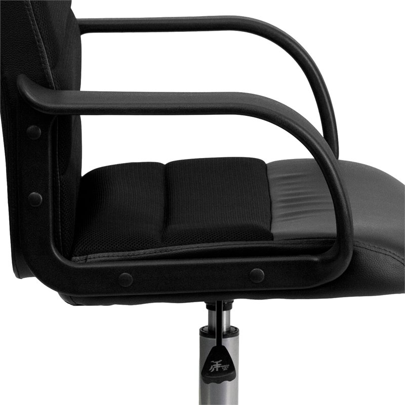 Flash Furniture Mid-Back Mesh and Leather Office Chair in Black