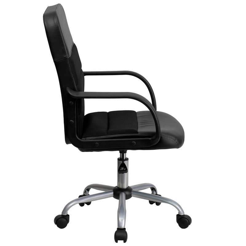 Flash Furniture Mid-Back Mesh and Leather Office Chair in Black
