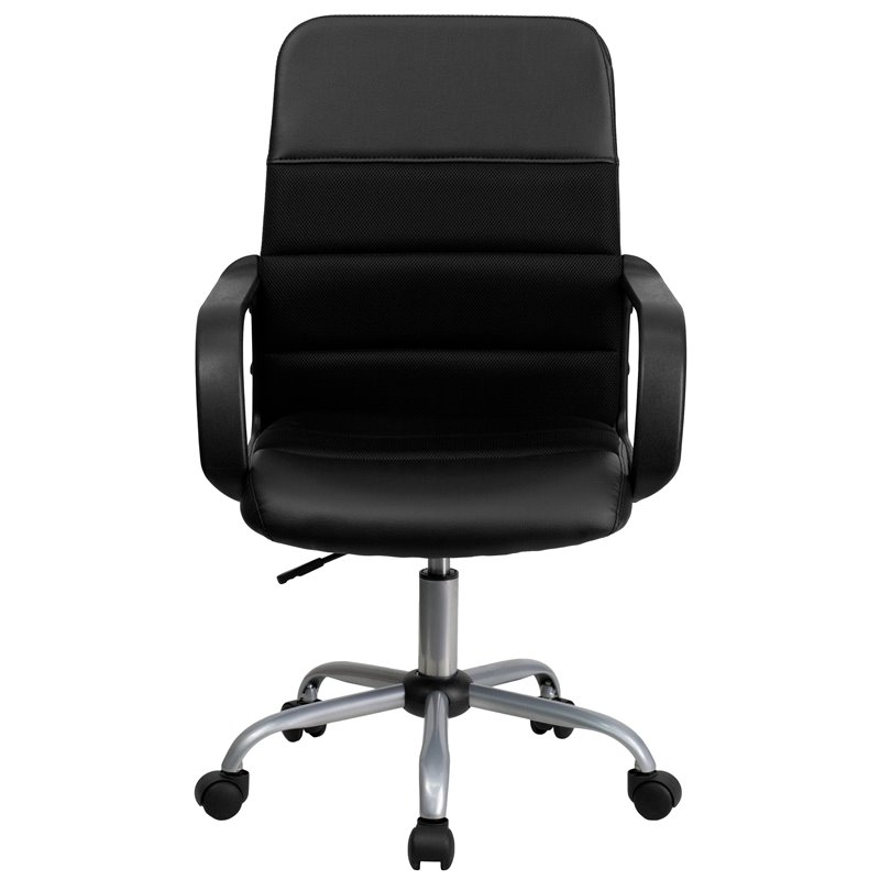 Flash Furniture Mid-Back Mesh and Leather Office Chair in Black