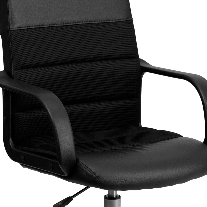 Flash Furniture Mid-Back Mesh and Leather Office Chair in Black