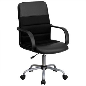 Flash Furniture Mid-Back Mesh and Leather Office Chair in Black