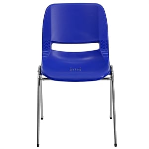 Flash Furniture Hercules Ergonomic Shell Back Stacking Chair in Navy and Chrome