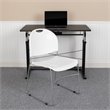 Flash Furniture Hercules Plastic Carry Handle Stacking Chair in White and Silver