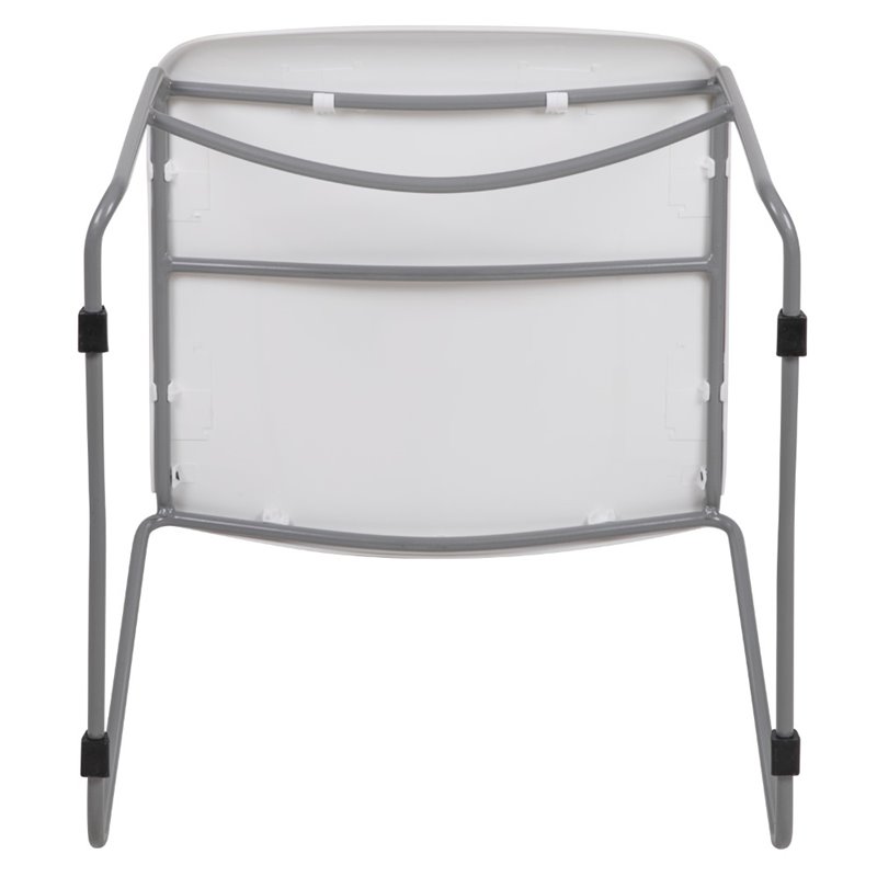 Flash Furniture Hercules Plastic Carry Handle Stacking Chair in White and Silver