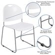 Flash Furniture Hercules Plastic Carry Handle Stacking Chair in White and Silver