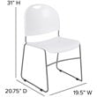 Flash Furniture Hercules Plastic Carry Handle Stacking Chair in White and Silver