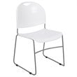 Flash Furniture Hercules Plastic Carry Handle Stacking Chair in White and Silver
