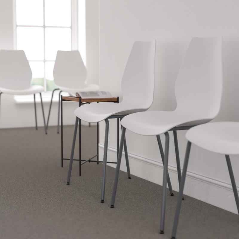 Flash Furniture Hercules Stacking Chair with Lumbar Support in White