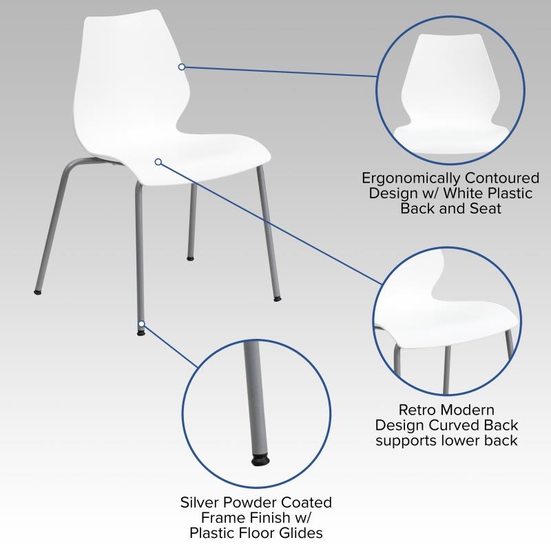 Flash Furniture Hercules Stacking Chair with Lumbar Support in White