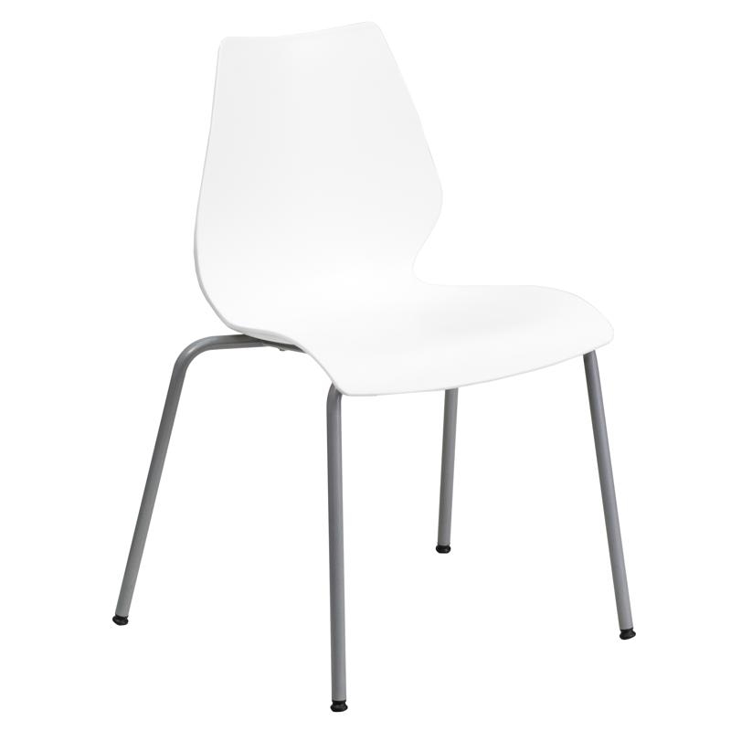 Flash Furniture Hercules Stacking Chair with Lumbar Support in White