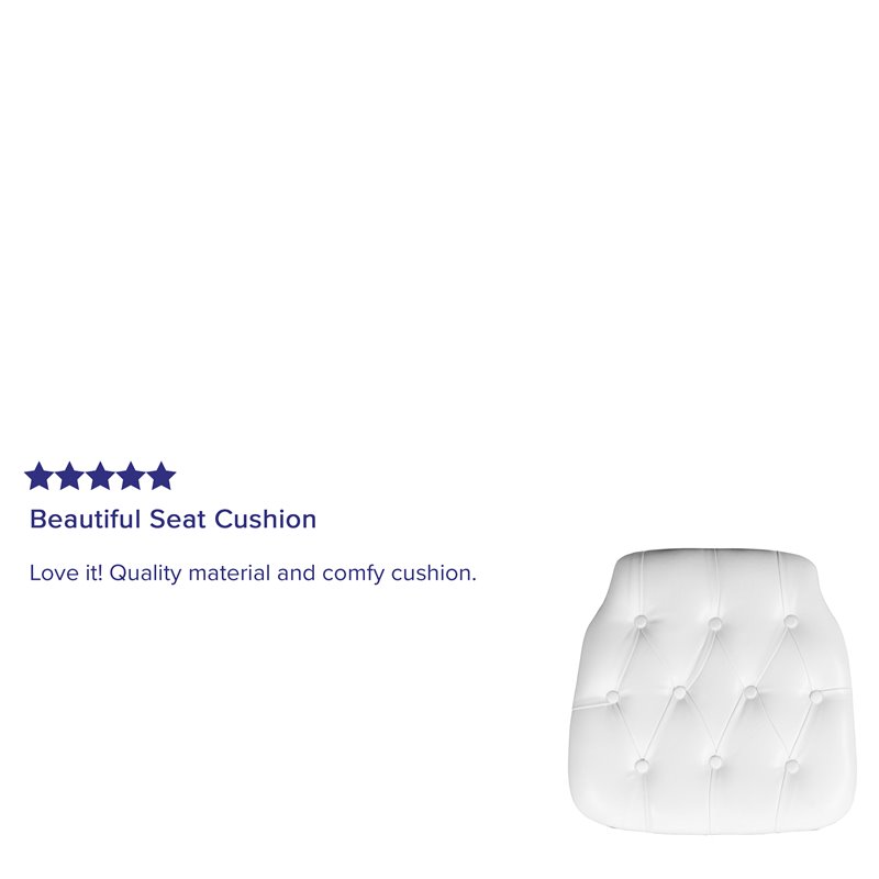Flash Furniture Tufted Chiavari Faux Leather Seat Cushion in White