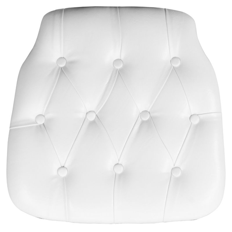 Flash Furniture Tufted Chiavari Faux Leather Seat Cushion in White