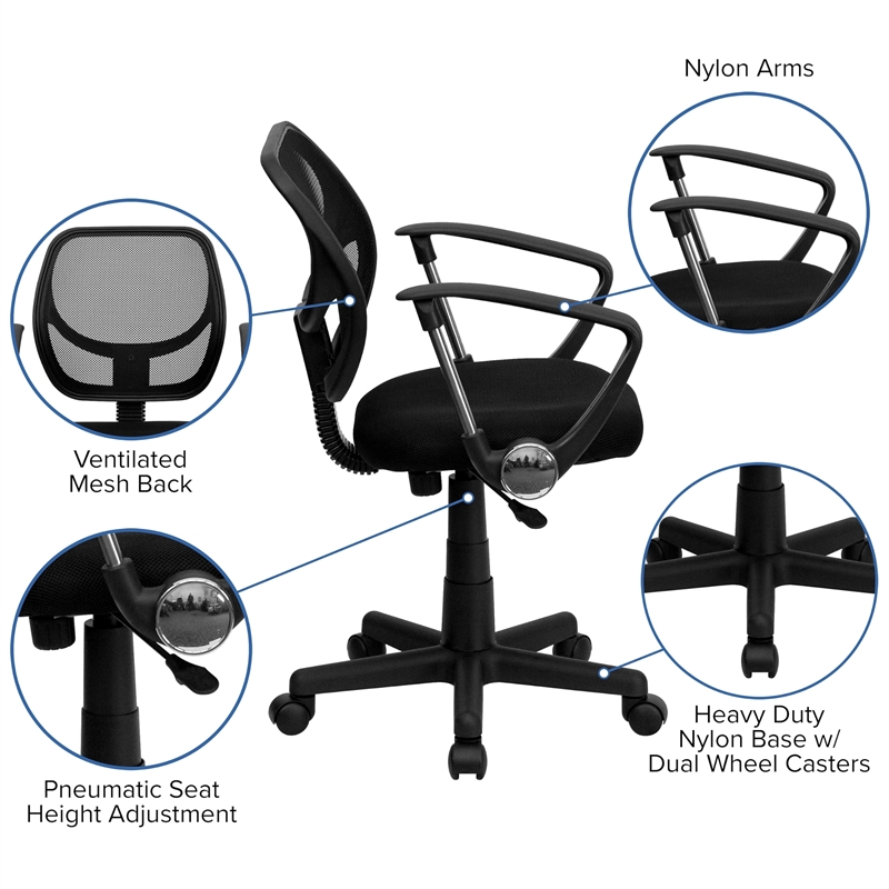 Flash Furniture Mid-Back Black Mesh  Office Chair
