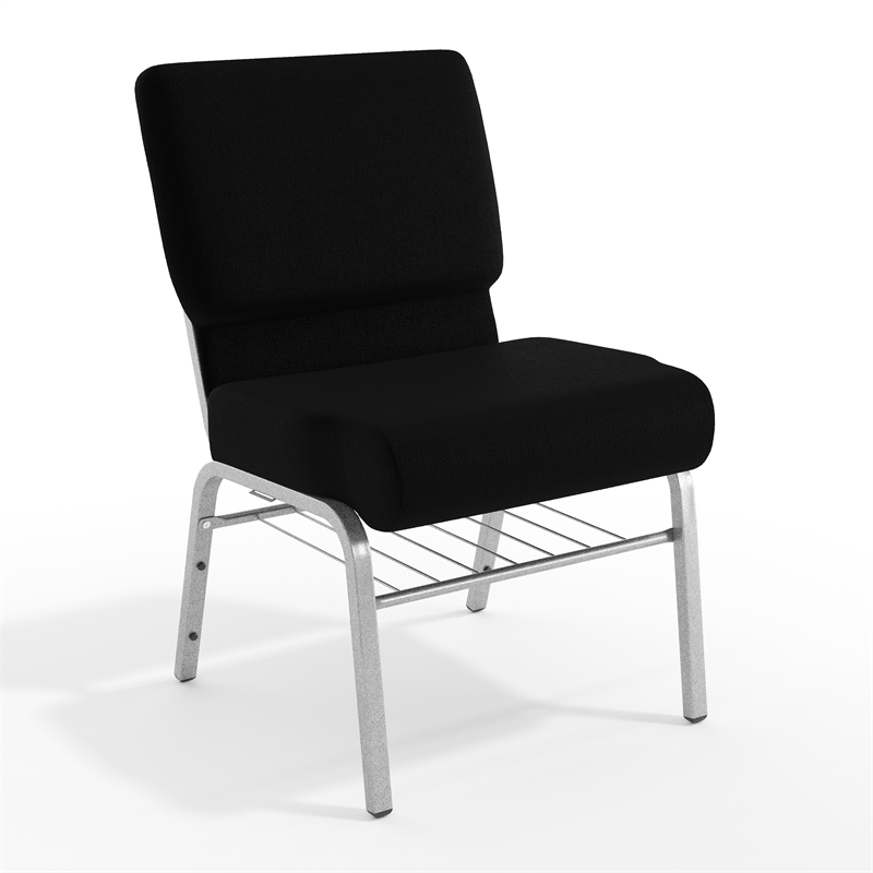 Flash Furniture Hercules Church Stacking Chair in Silver and Black