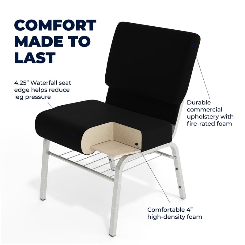 Flash Furniture Hercules Church Stacking Chair in Silver and Black